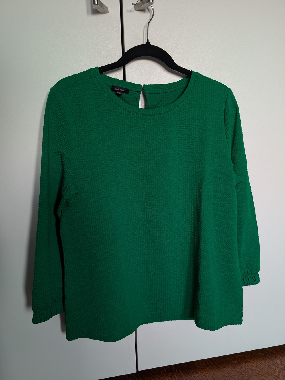 Talbots Green Textured Long-Sleeve Blouse Women's Size M
